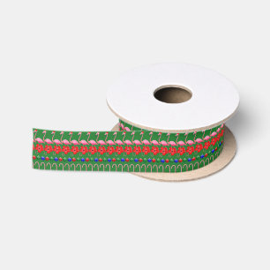 Ugly Christmas Tropical Pink Flamingos on Holiday Satin Ribbon