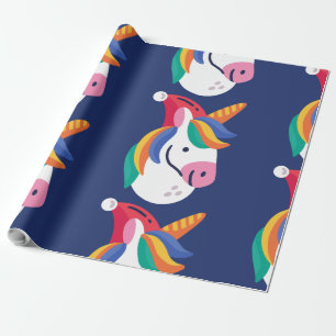 ugly christmas unicorn santa claus wrapping paper