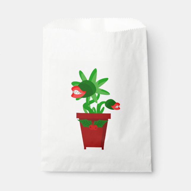 ugly christmas venus flytrap holly favour bag (Front)
