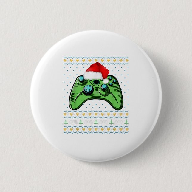Ugly Christmas Video Game Controller Ch 6 Cm Round Badge (Front)