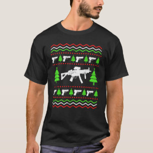 Ugly Christmas Weapons Pistols Machine Gun Shootin T-Shirt