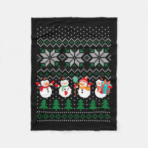 Ugly Christmas Xmas Tree Snowman Santa Claus New Y Fleece Blanket