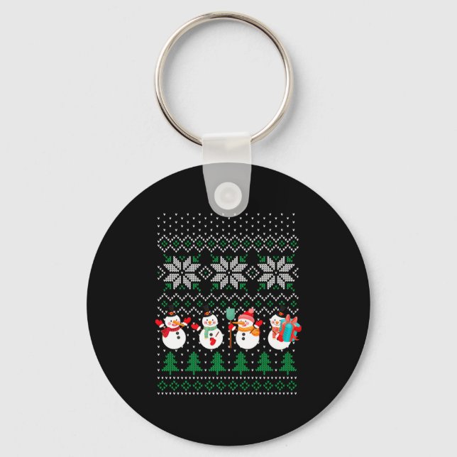 Ugly Christmas Xmas Tree Snowman Santa Claus New Y Key Ring (Front)