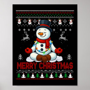 Ugly Christmas Yoga Snowman Tee Cute Santa Men Wom Poster