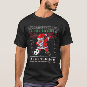 Ugly Dabbing Santa Christmas Soccer Funny Sport Xm T-Shirt
