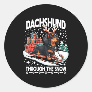 Ugly Dachshund Christmasthrough The Snow Gift Chri Classic Round Sticker