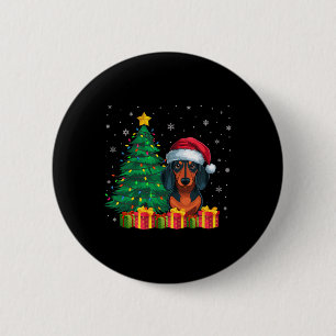 Ugly Dachshund Santa Hat Christmas Lights Dog Love 6 Cm Round Badge
