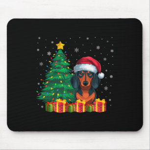 Ugly Dachshund Santa Hat Christmas Lights Dog Love Mouse Pad