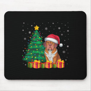 Ugly Dogue De Bordeaux Santa Hat Christmas Lights Mouse Pad