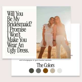 Ugly Dress Retro Photo Be My Bridesmaid Postcard
