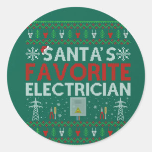 Ugly Electrician Xmas Gift Santa Loves Electrician Classic Round Sticker