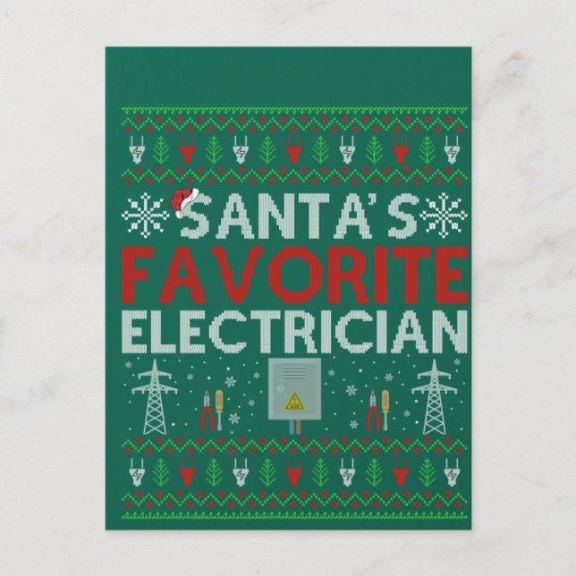 Ugly Electrician Xmas Gift Santa Loves Electrician Postcard (Front)