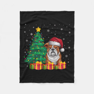 Ugly English Bulldog Santa Hat Christmas Lights Do Fleece Blanket