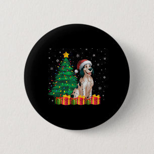 Ugly English Setter Santa Hat Christmas Lights Dog 6 Cm Round Badge