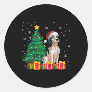 Ugly English Setter Santa Hat Christmas Lights Dog Classic Round Sticker