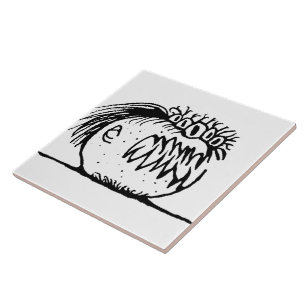 Ugly fantasy monster drawing ceramic tile