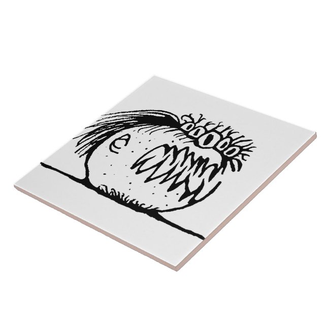Ugly fantasy monster drawing ceramic tile (Side)