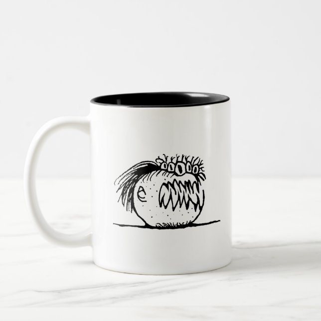 Ugly fantasy monster drawing Two-Tone coffee mug (Left)