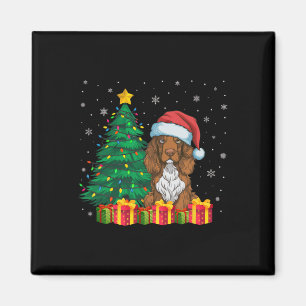 Ugly Field Spaniel Santa Hat Christmas Lights Dog Magnet