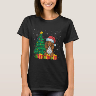 Ugly Field Spaniel Santa Hat Christmas Lights Dog T-Shirt