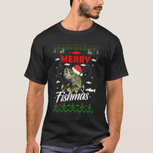 Ugly FISHING Christmas Bass Fish Apparel, Merry Fi T-Shirt