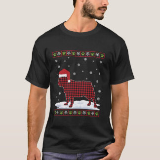 Ugly French Bulldog Christmas Pajama Santa Hat Sno T-Shirt