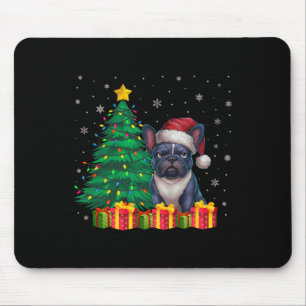 Ugly French Bulldog Santa Hat Christmas Lights Dog Mouse Pad