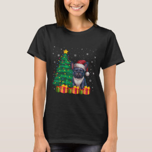 Ugly French Bulldog Santa Hat Christmas Lights Dog T-Shirt