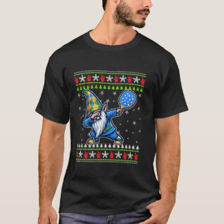 Ugly Funny Pickleball Paddle Santa Hat Dabbing Gif T-Shirt
