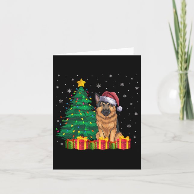 Ugly German Shepherd Santa Hat Christmas Lights Do Card (Front)