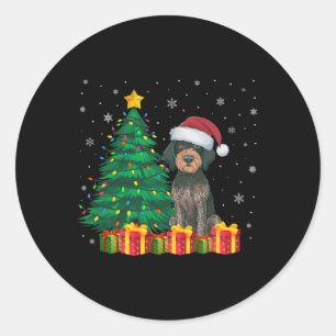 Ugly German Wirehaired Pointer Santa Hat Christmas Classic Round Sticker