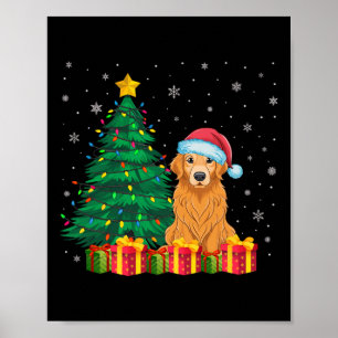Ugly Golden Retriever Santa Hat Christmas Lights D Poster
