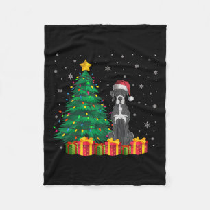 Ugly Great Dane Santa Hat Christmas Lights Dog Lov Fleece Blanket