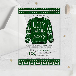 Ugly Green Christmas Sweater Holiday Party Acrylic Invitations