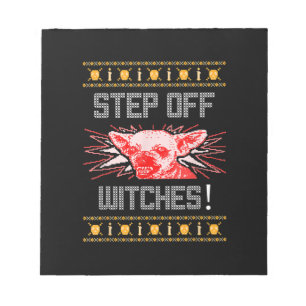 Ugly Halloween Sweater  Chihuahua Step Off Witches Notepad