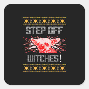 Ugly Halloween Sweater Chihuahua Step Off Witches Square Sticker