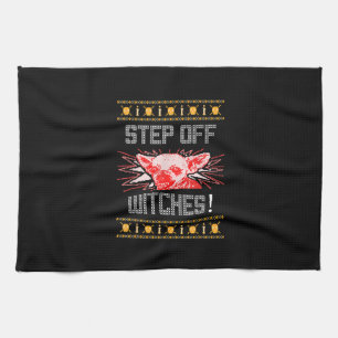Ugly Halloween Sweater Chihuahua Step Off Witches Tea Towel
