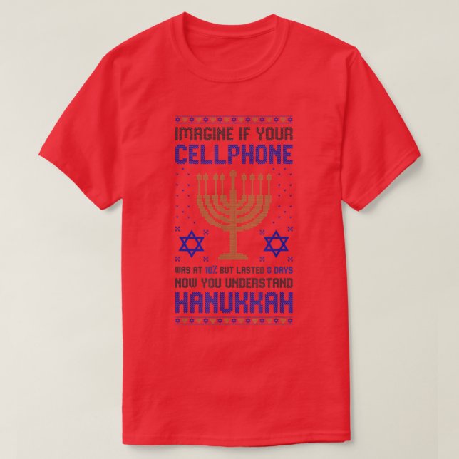 Ugly Hanukkah Chanukah Menorah Sarcastic Cellphone T-Shirt (Design Front)