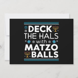 Ugly Hanukkah Deck Hall With Matzo Ball Chanukah  Invitation