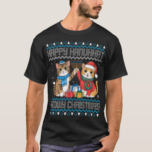 Ugly Hanukkah - Happy Hanukkat Meowy Christmas T-Shirt