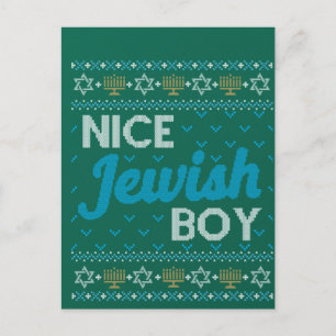 Ugly Hanukkah Nice Jewish Boy Matching Postcard