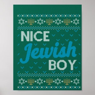 Ugly Hanukkah Nice Jewish Boy Matching Poster