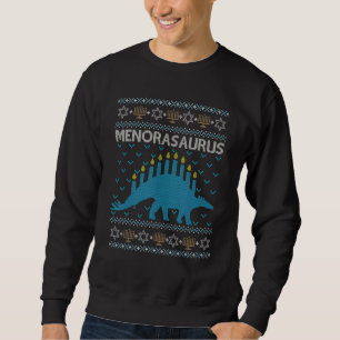 Ugly Hanukkah Sweater Dinosaur Menorasaurus