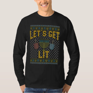 Ugly Hanukkah Sweater Let's Get Lit Drinking 1