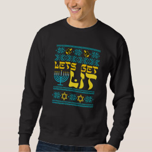 Ugly Hanukkah Sweater Lets Get Lit Menorah