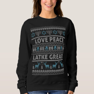 Ugly Hanukkah Sweater Love Peace Latke Grease Chan