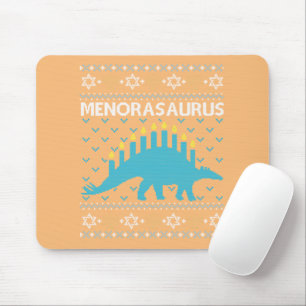 Ugly Hanukkah Sweater, Menorasaurus, Jewish Dinosa Mouse Pad