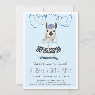 Ugly Hanukkah Sweater Party Funny Llama Invite