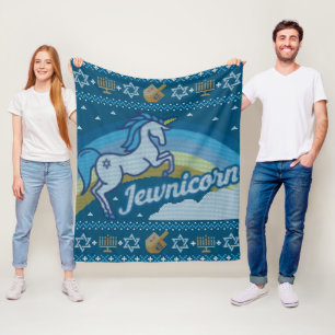 Ugly Hanukkah Unicorn Jewnicorn Fleece Blanket