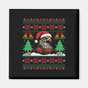 Ugly Hawk Santa Hat Xmas Tree Hawk Christmas  Magnet